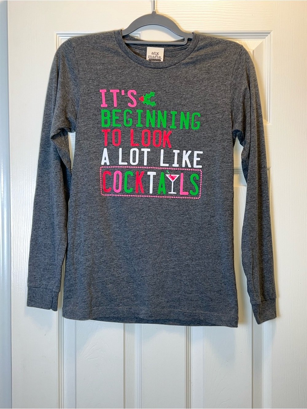 ATX MAFIA Christmas/Holidays/Cocktail Themed Long Sleeve Tee